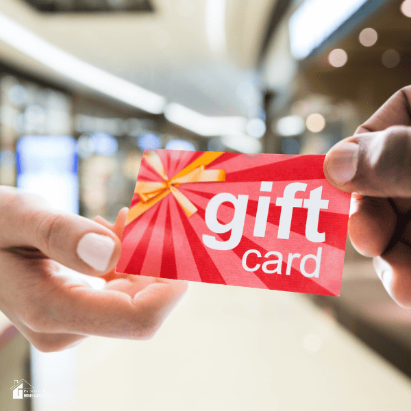 giving gift card or voucher in shopping mall