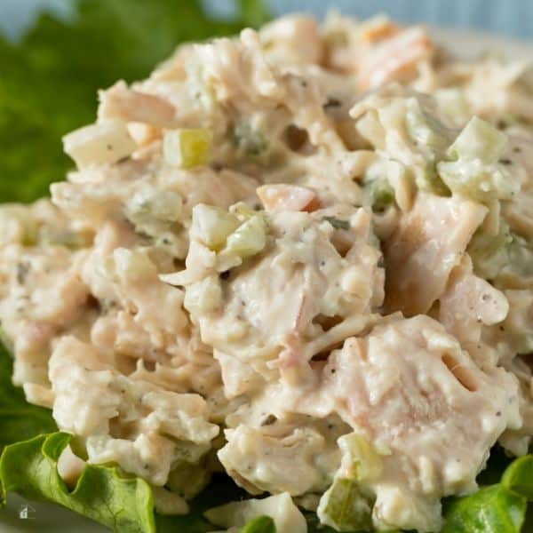 Plated chicken salad recipe.