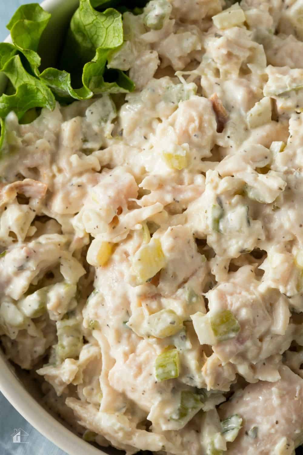 This easy chicken salad recipe is made with cooked chicken, celery, hard-boiled egg, relish, mayo, and Greek seasoning. #chickensalad #easychickensalad #salad #chickenrecipe via @mystayathome