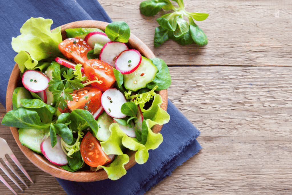 Fresh green spring vegetable salad.