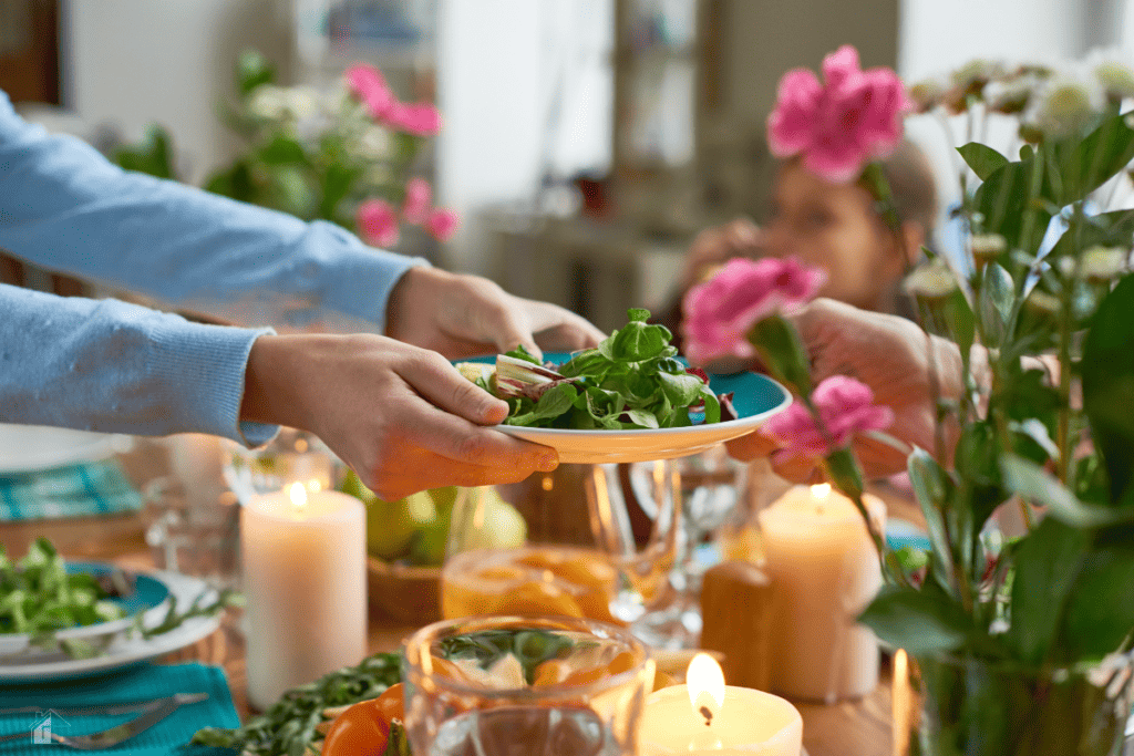 Family eating fresh and healthy food.