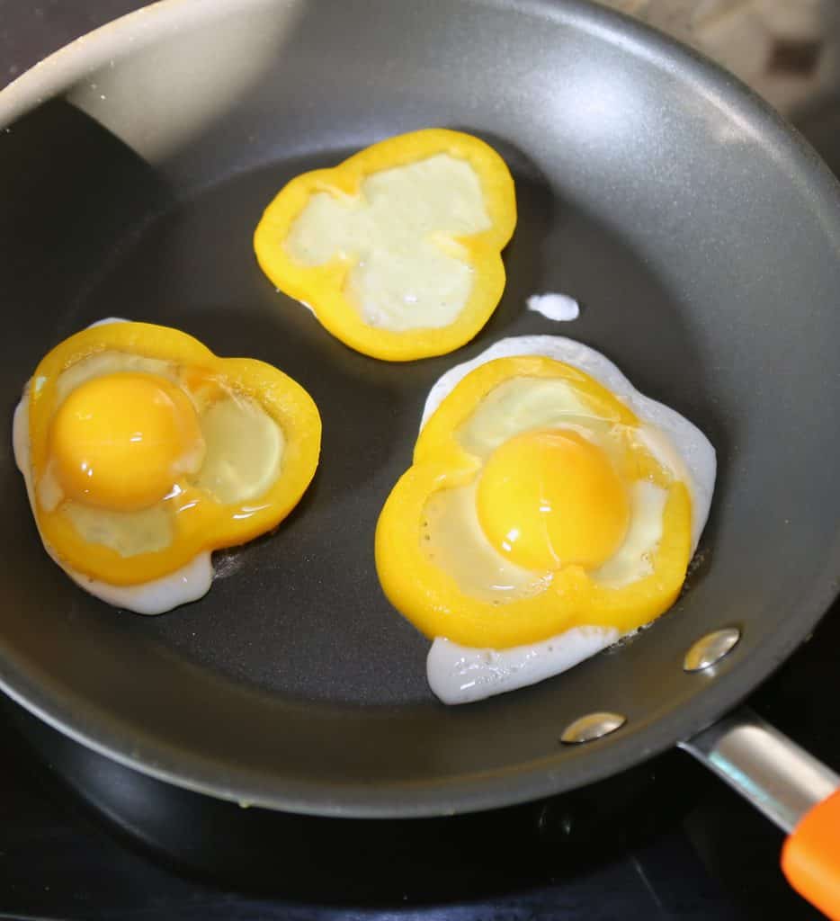 fried eggs and peppers