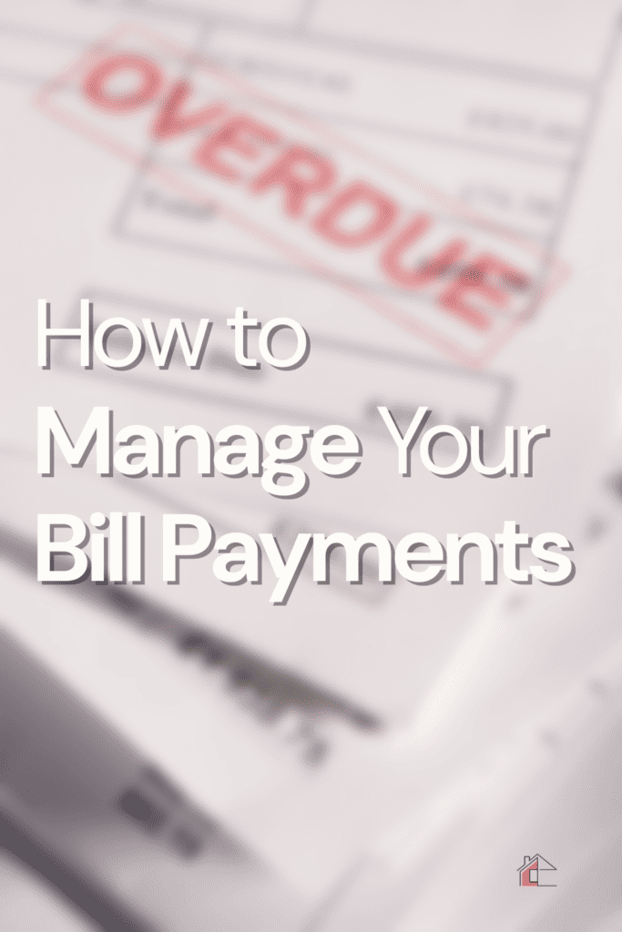 Blur photos of bills with overdue stamped with overlayed text: How to Manage Your Bill Payments