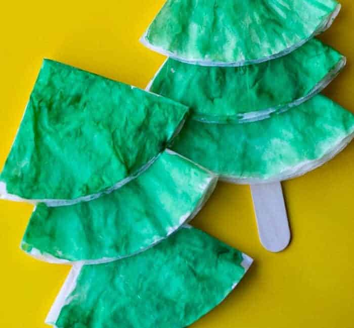 Coffee Filter Christmas Tree Craft for Kids