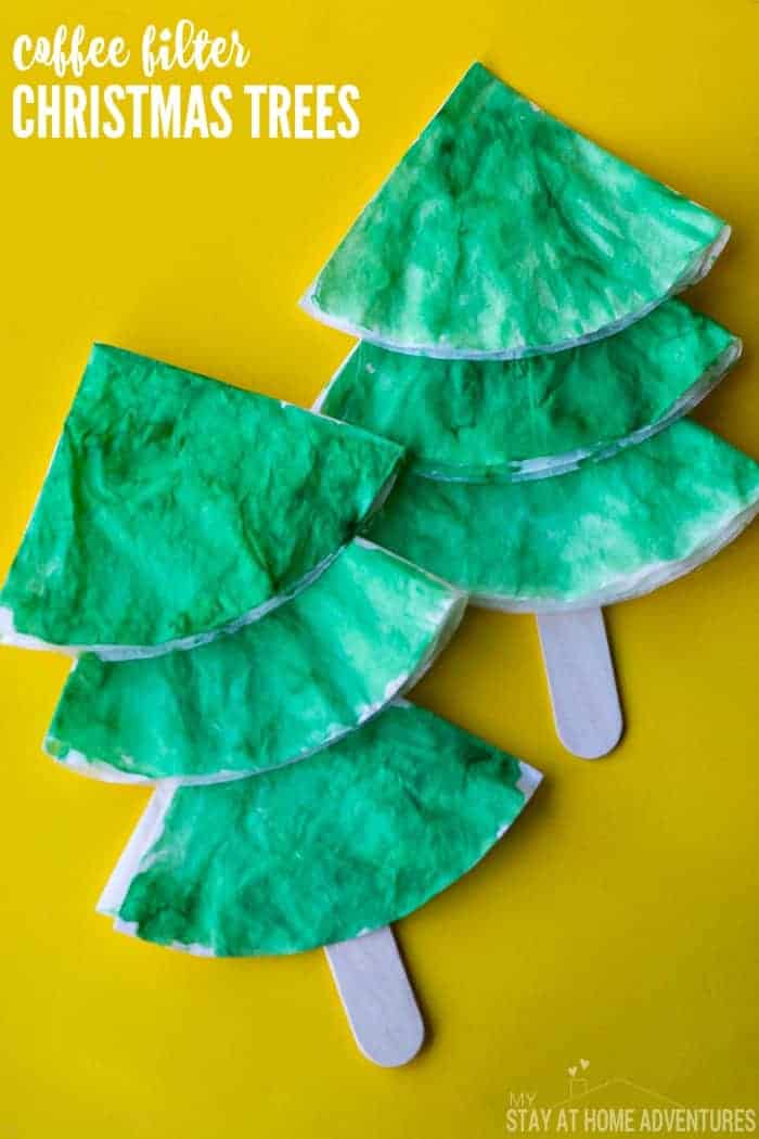 Coffee Filter Christmas Tree Craft for Kids - Looking for an easy Christmas craft? Try these coffee filter Christmas trees! They're quick, easy, and perfect for tots and preschoolers.