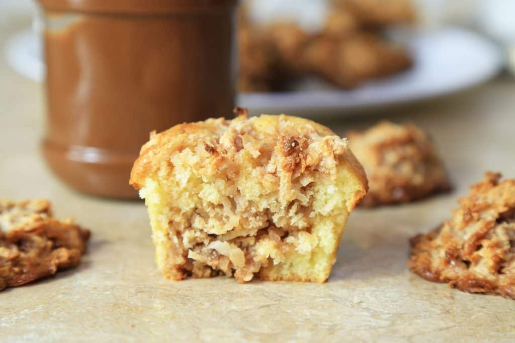 stuffed chocolate coconut macaroon cupcakes