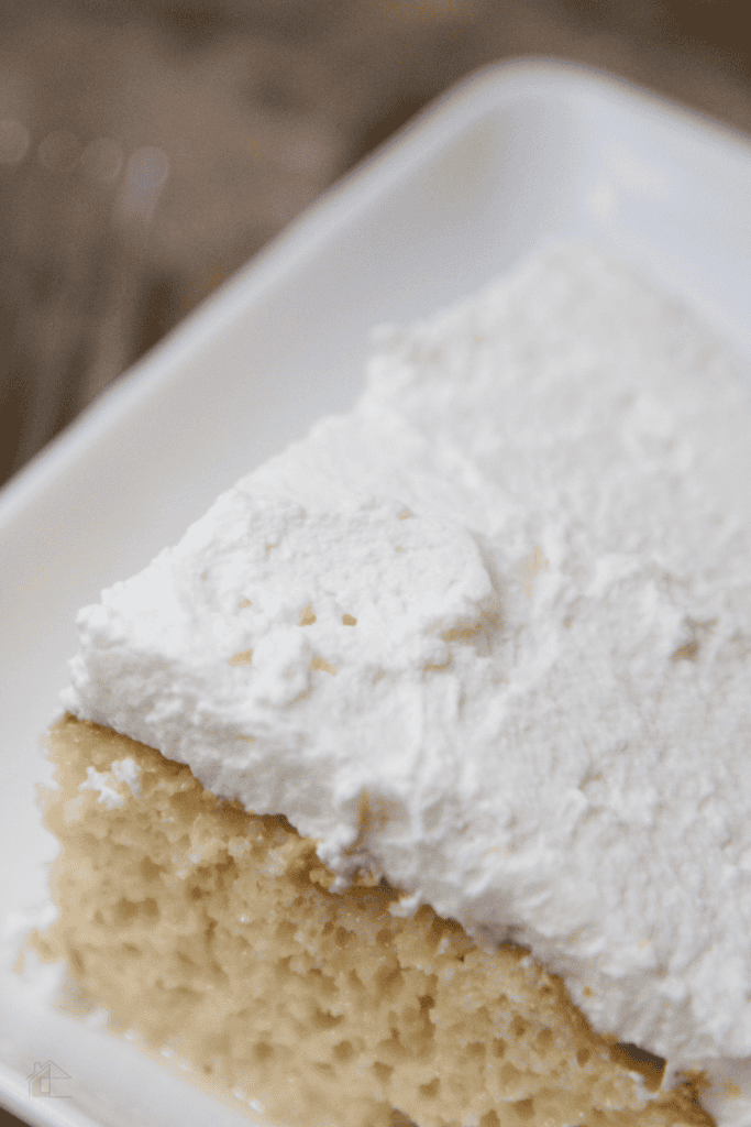 Top view of served Puerto Rican tres leche cake