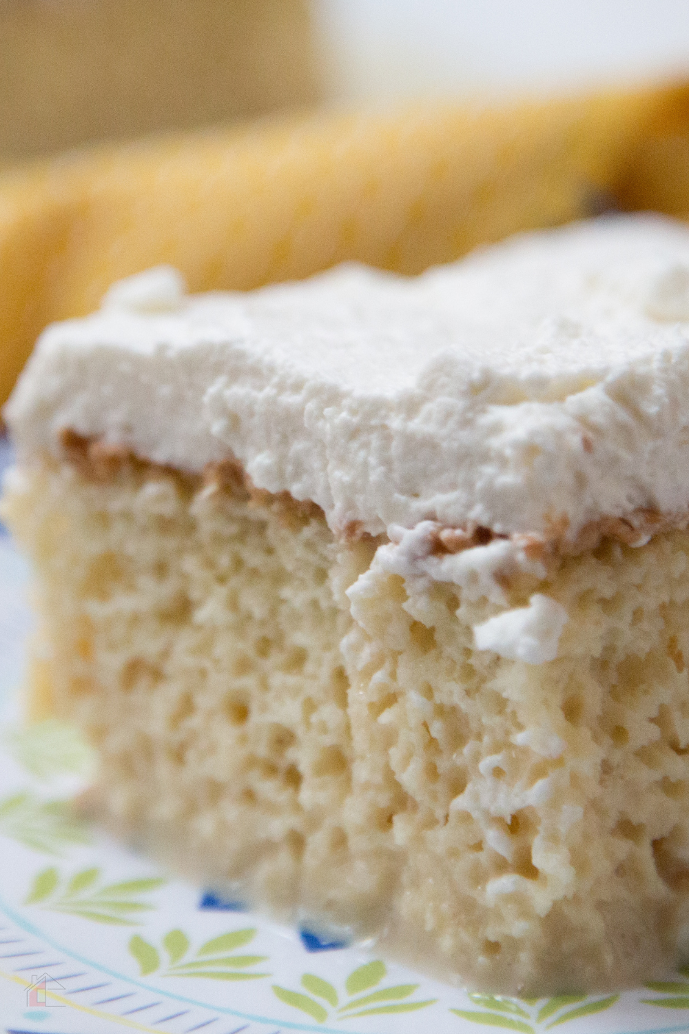 Close up of served Puerto Rican Tres Leche cake