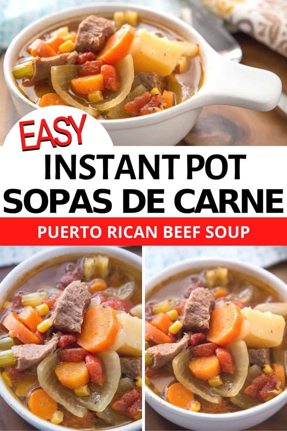 Check out this Instant Pot Sopa de Carne recipe or Puerto Rican Beef Soup recipe that you and your family are going to love. Slow cooker recipe available. via @mystayathome