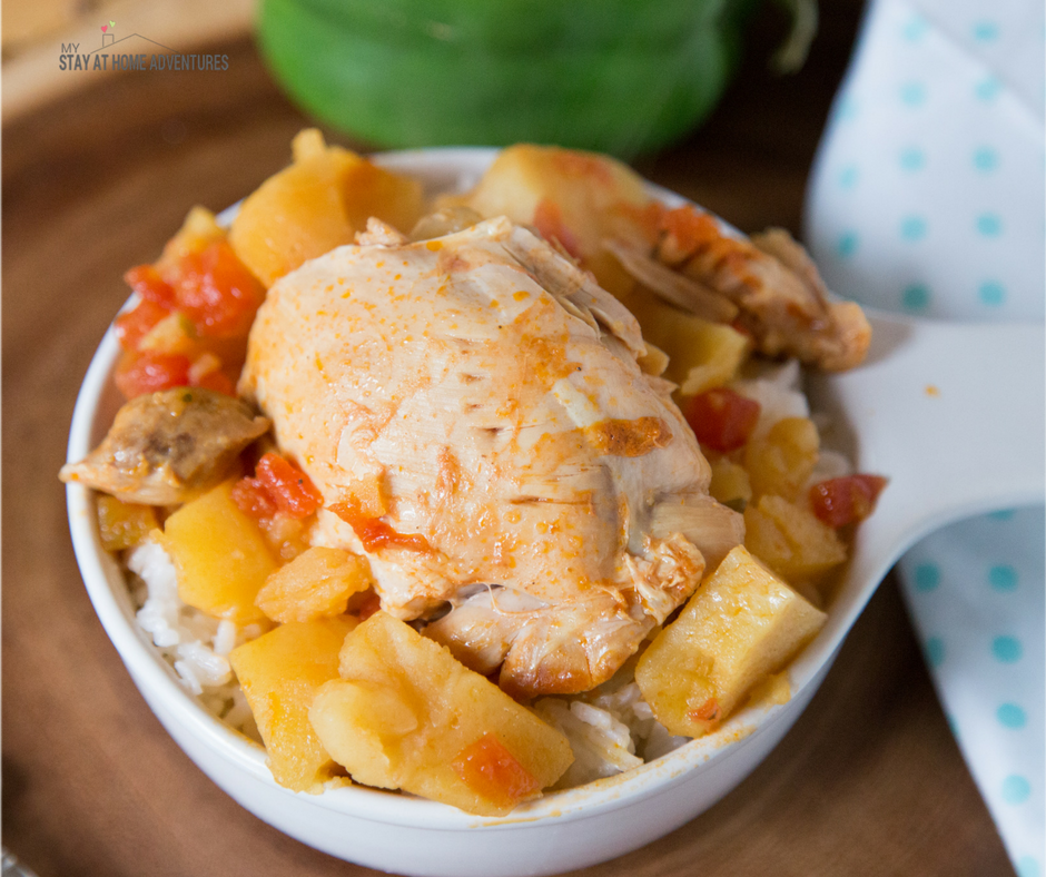 Instant Pot Pollo Guisado or Puerto Rican Chicken Stew made in an instant pressure cooker.