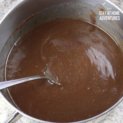 Photo of nutella mixture in pot.