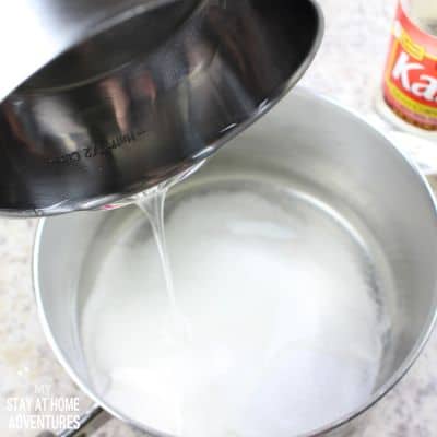 photo of pouring Karo syrup to a pot