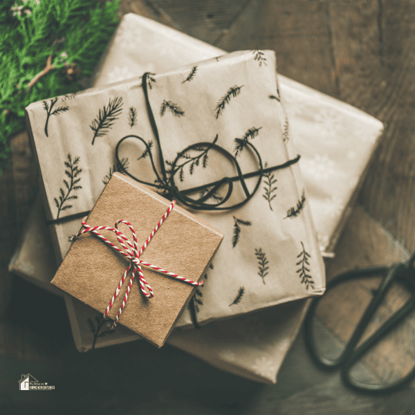 Christmas Gifts Wrapped With Wooden Paper