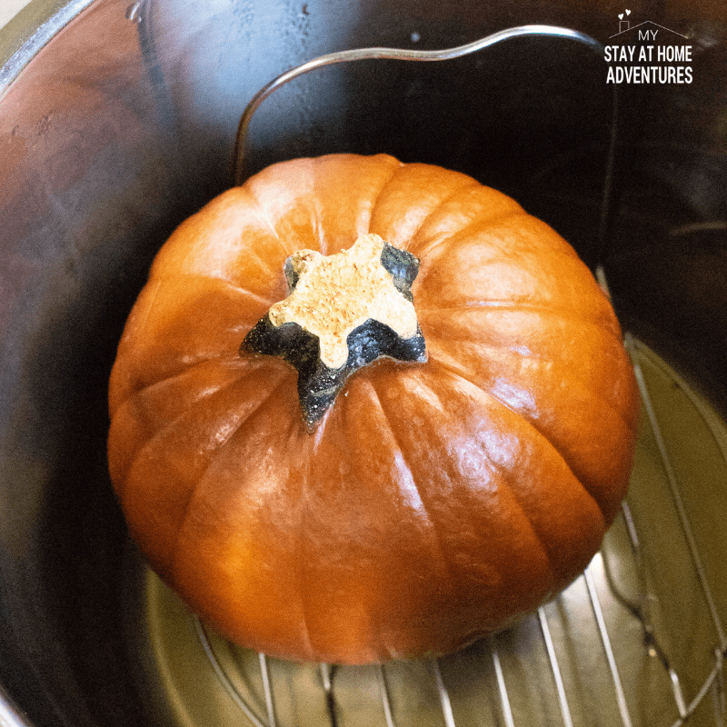 Pressure cook pumpkin for 13 minutes, high setting.