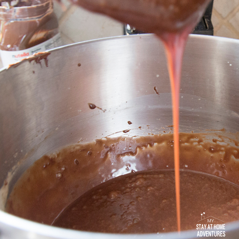 Add the Nutella into the egg mixture.