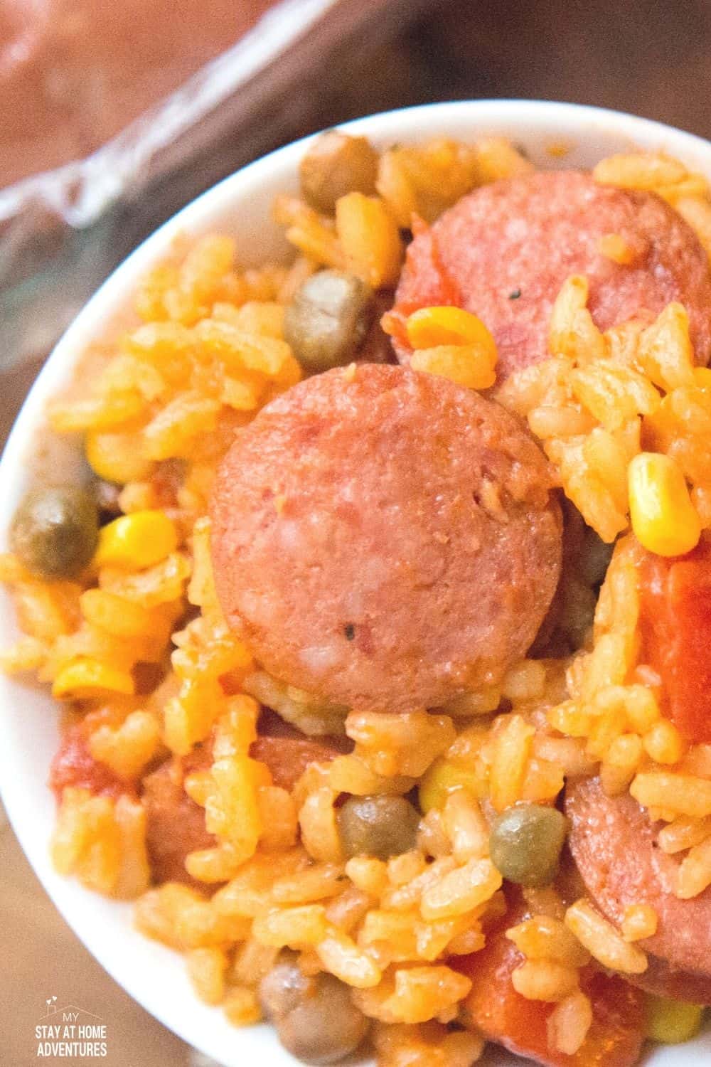 Learn how to make Sausage with Puerto Rican rice with Pigeon peas using an Instant Pot or electric pressure cooker. #puertoricanfood #seasonedrice #instantpotrecipe via @mystayathome