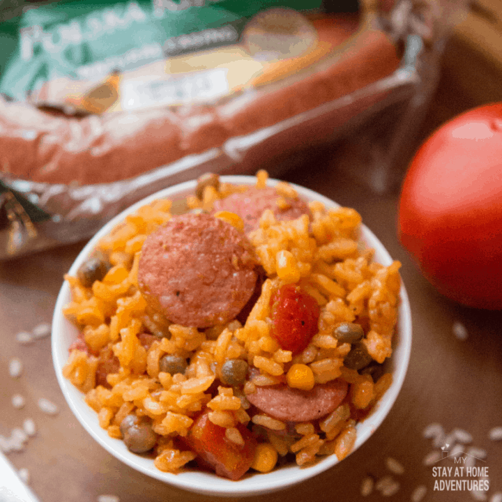 Sausage with Puerto Rican Rice with Pigeon Peas