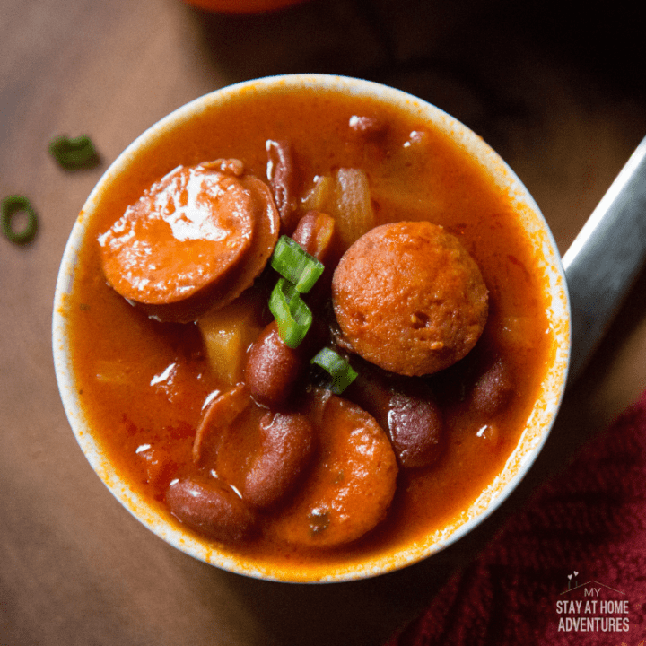 Sausage with Puerto Rican Rice with Stewed Beans