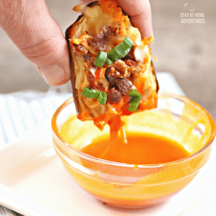 Air Fryer Buffalo Chicken Potato Skins