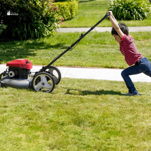 kid doing some lawn mower