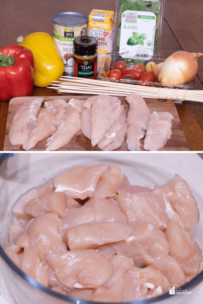 ingredients in making Air Fryer Curry Chicken Kabobs