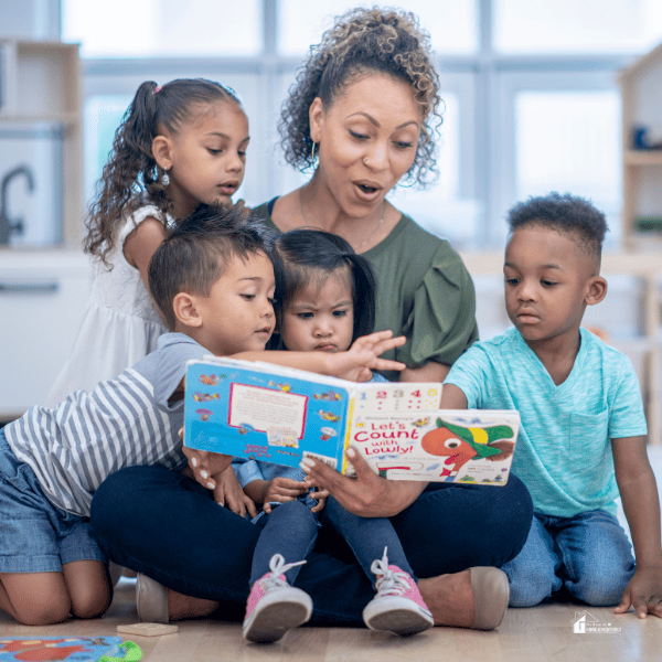 Daycare teacher reading