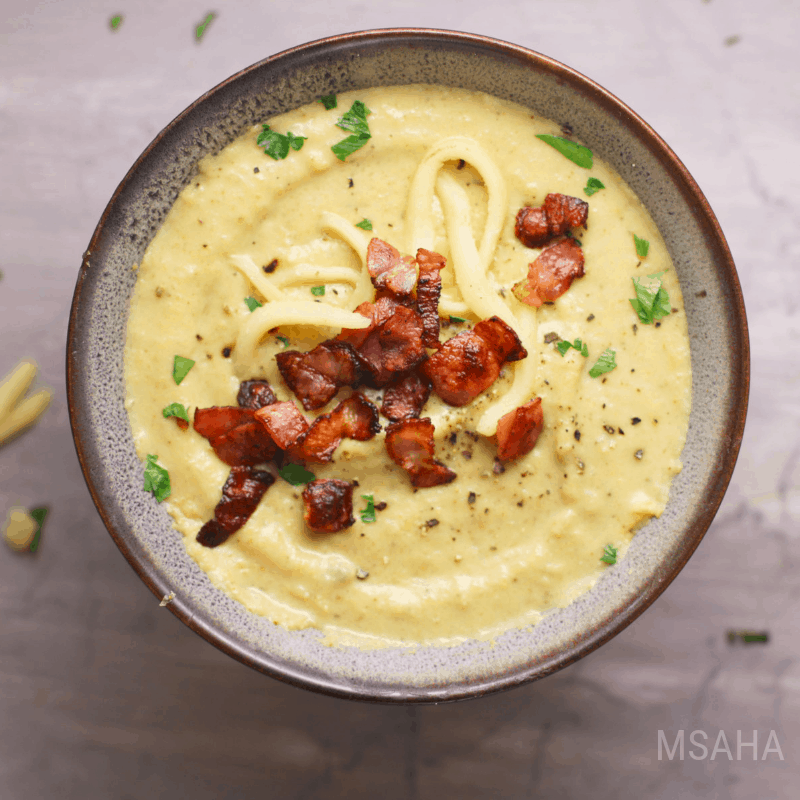 Sweet Creamy Corn Soup Served.
Learn to create Mexican Style Creamy Corn Soup