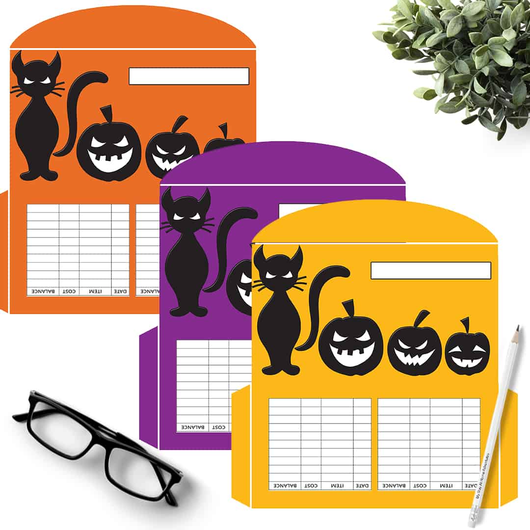 Halloween Cash Envelopes Cat and Jack o Lanterns Set store ad
