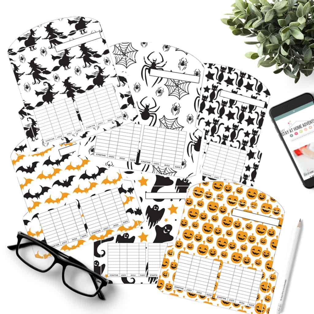 6 set of Halloween Theme Cash Envelopes