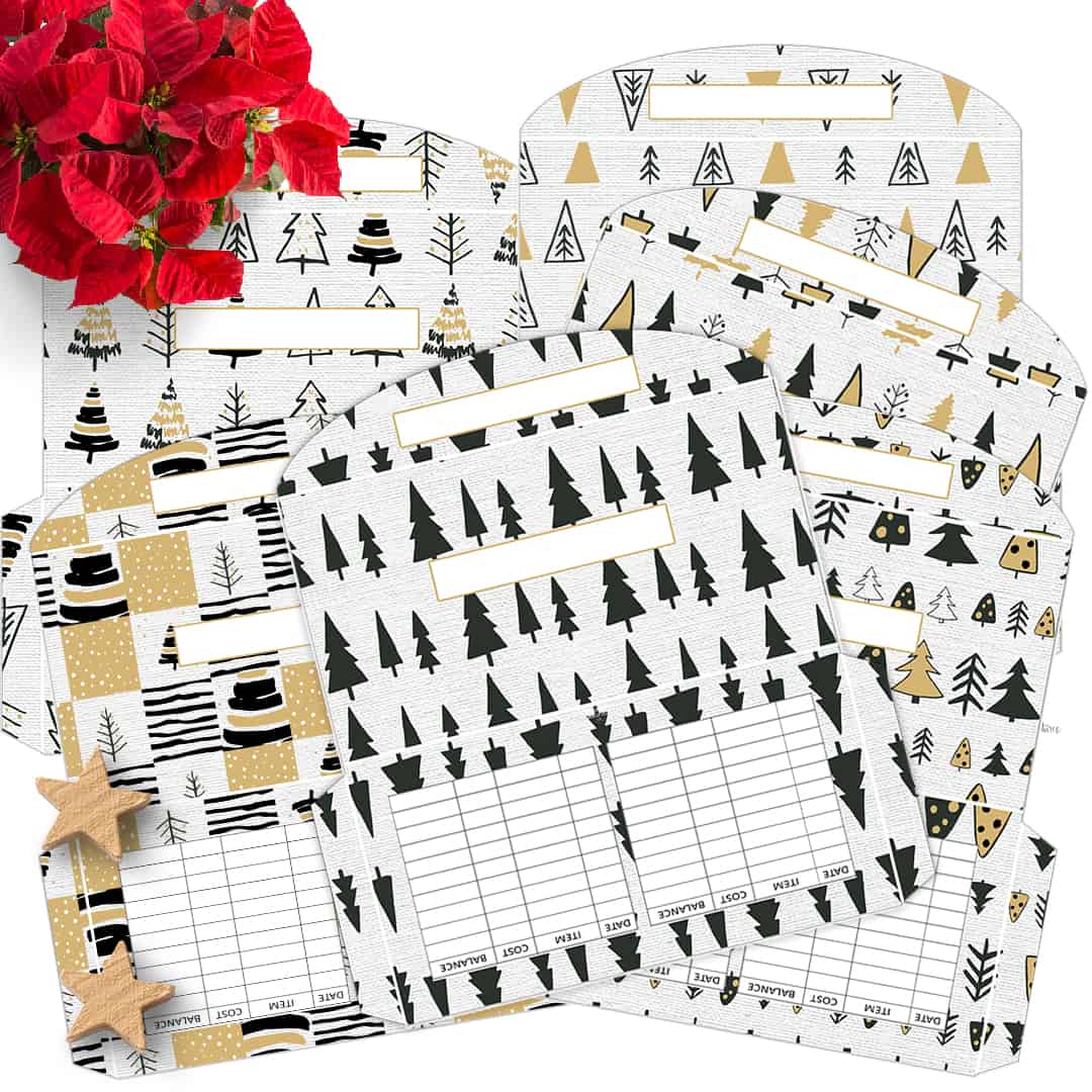 Black & Gold Christmas Tree Pattern Envelopes ad store