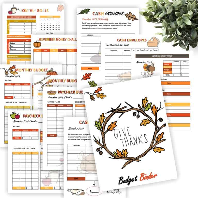 November Monthly Budget Printables