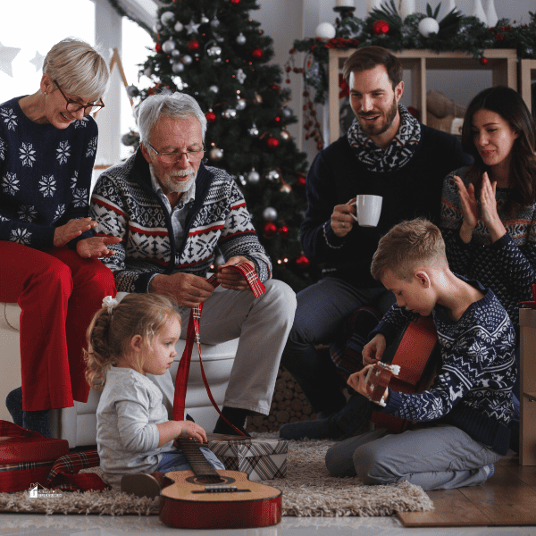 Family enjoying Christmas Day together.