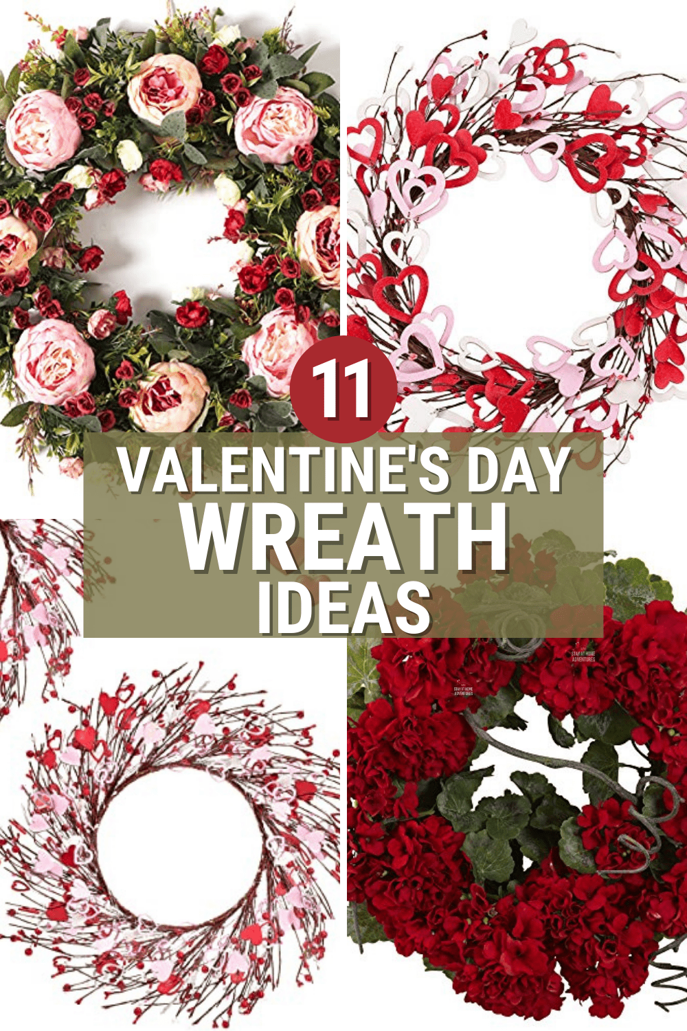 Are you looking for Valentine's Day wreaths ideas? Check out our roundup of 11 creative and chic DIY wreath projects. via @mystayathome