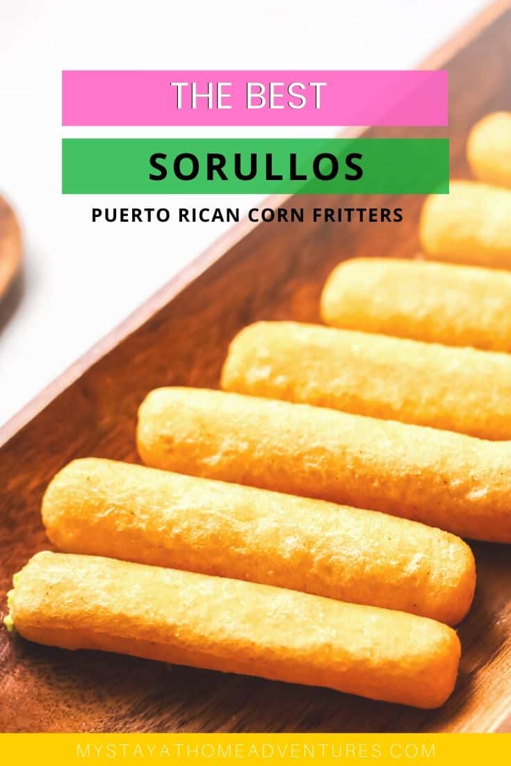Learn how to make these cheesy Sorollitos. Sorullos are delicious corn fritters that are crispy on the outside and soft on the inside. #latinfood #puertoricanfood #hispanicfood via @mystayathome
