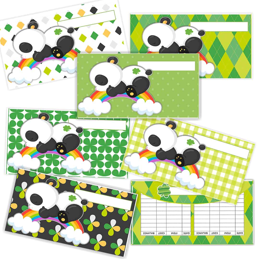 St Patrick's Day Sleeping Panda Cash Envelopes Ad