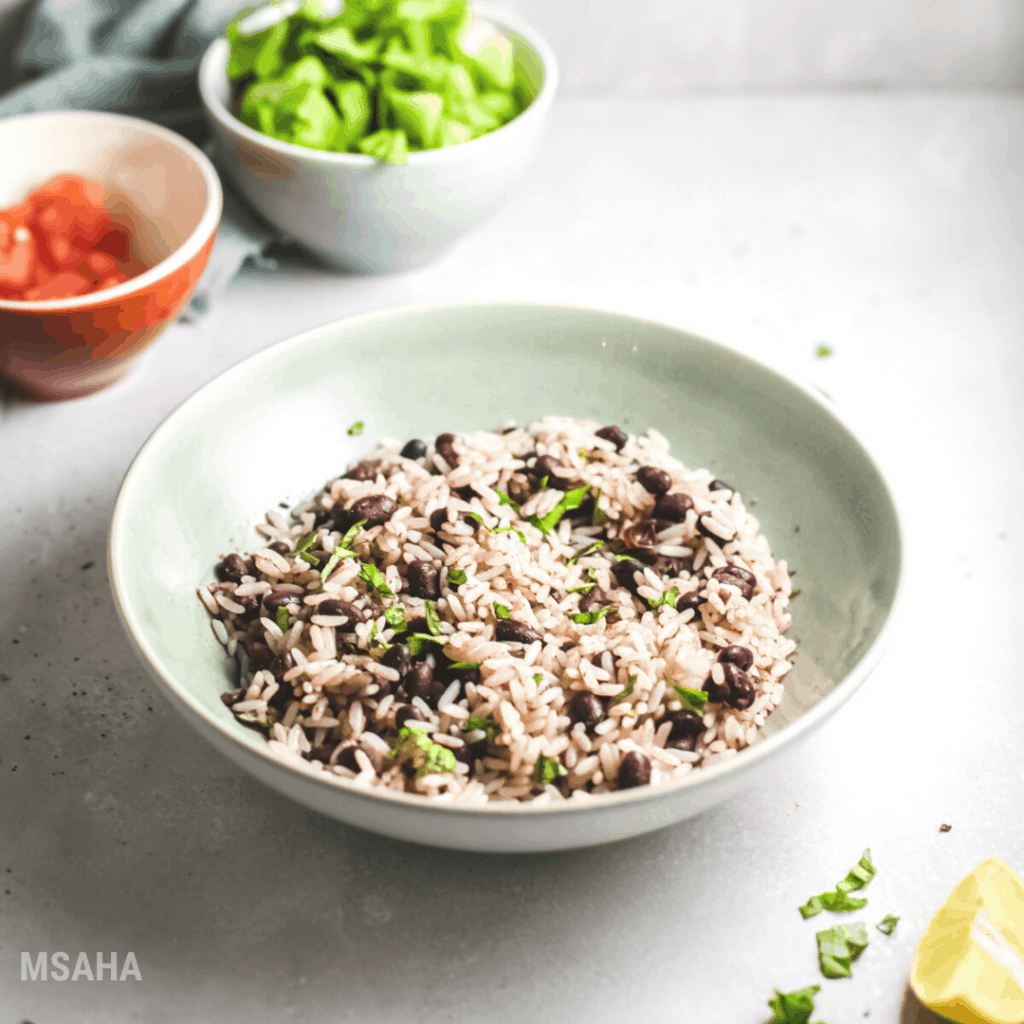 photo of gallo pinto in a bowl