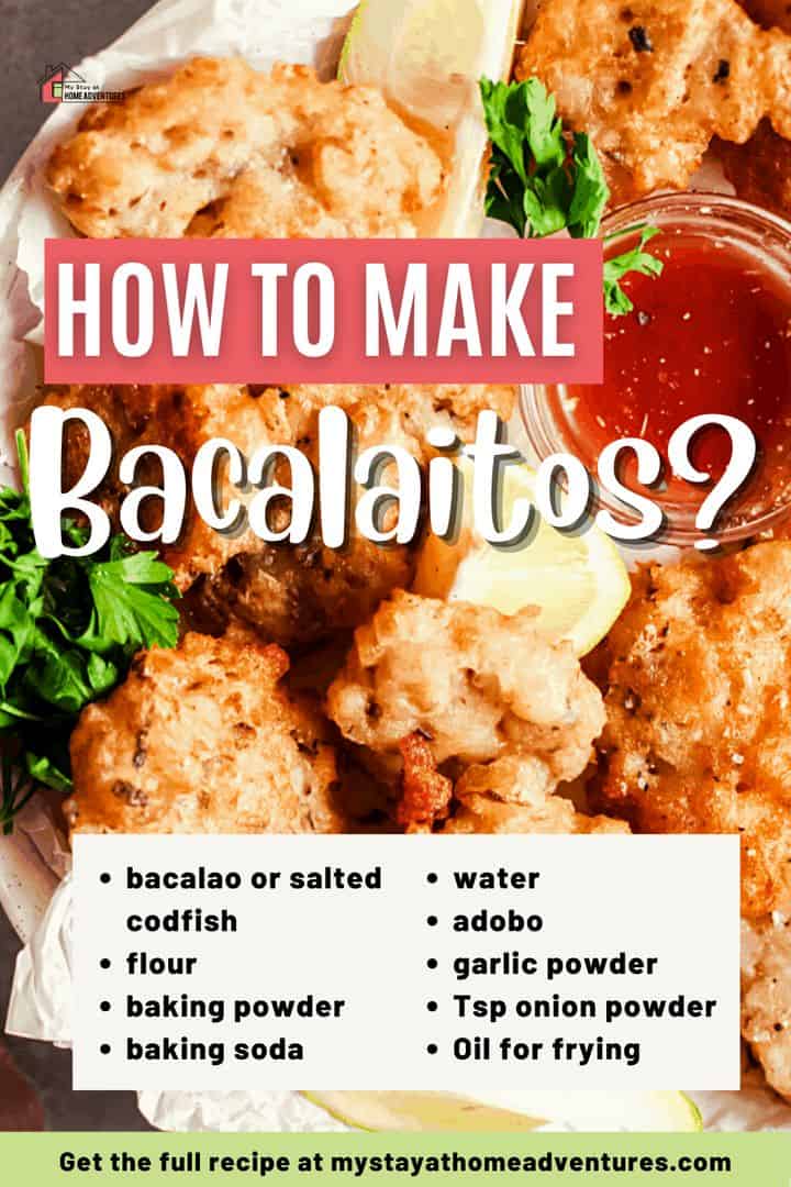 Bacalaitos are one of the most popular dishes in Puerto Rico. Fried codfish fritters are the perfect appetizer, snack, and even side dish with beans! via @mystayathome