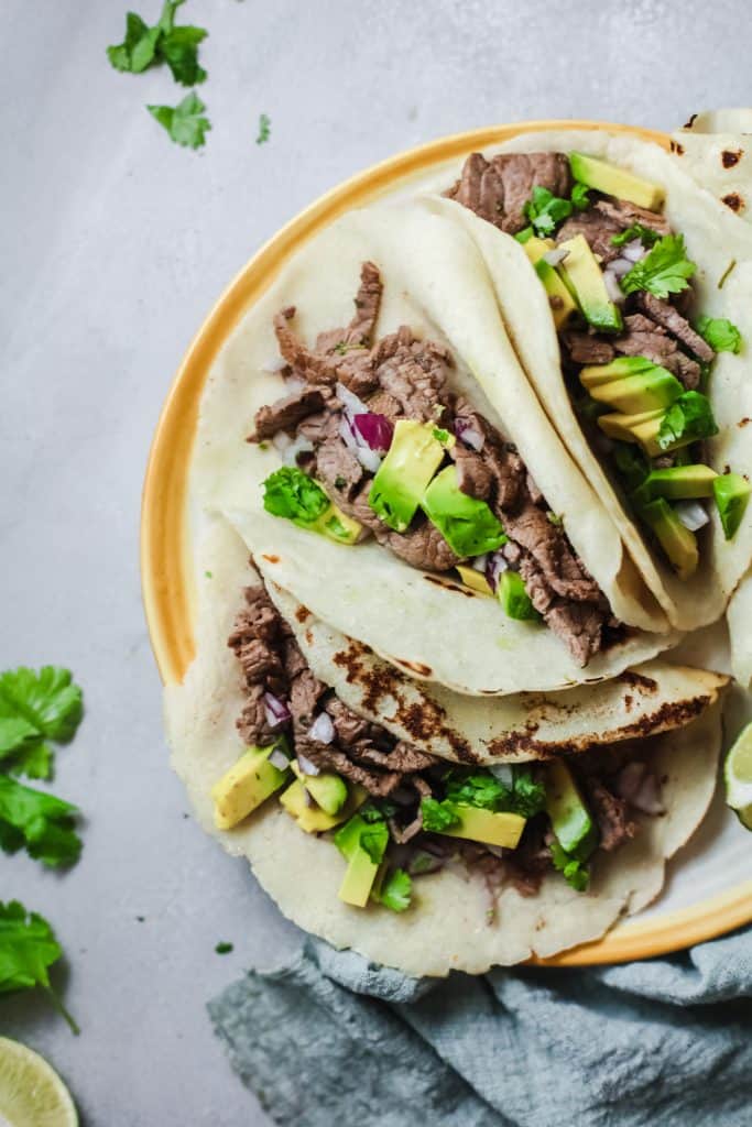 steak tacos on plate