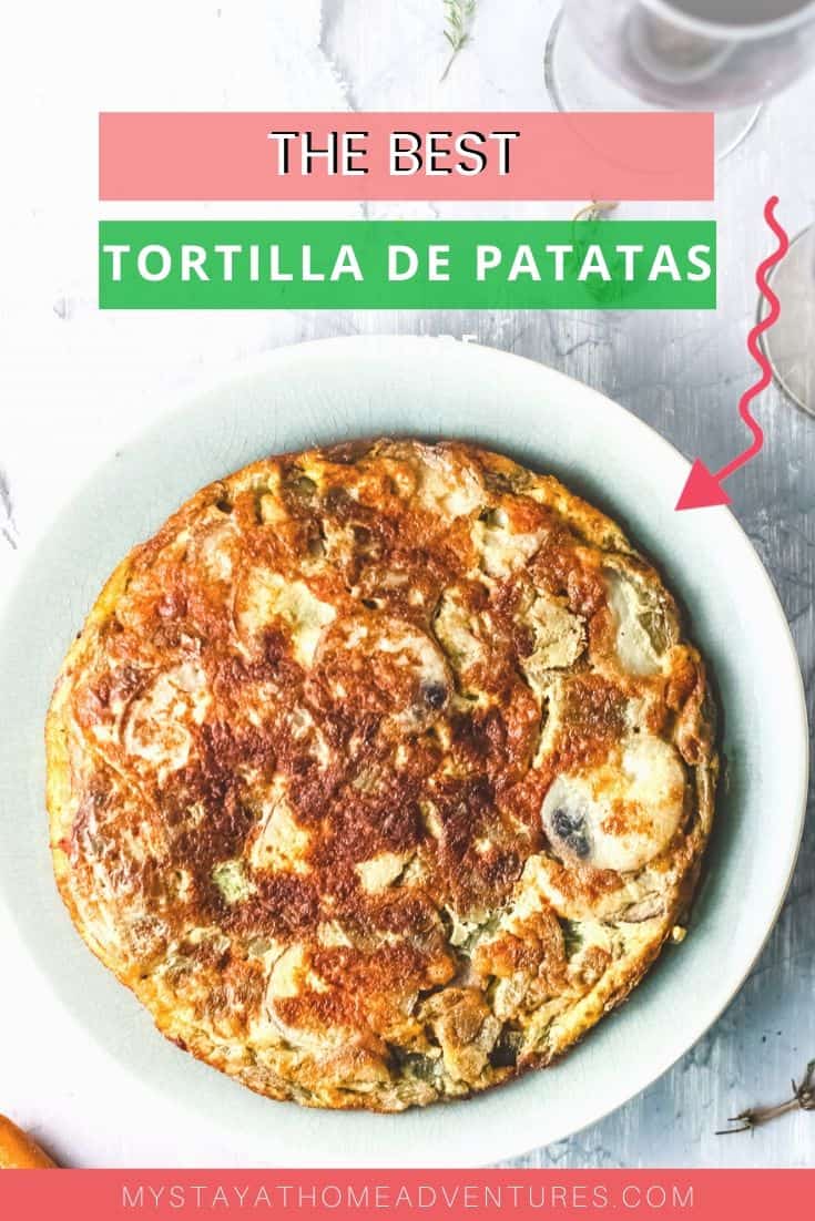 Tortilla de Patatas recipe can be served as an appetizer or dinner. This easy recipe is made with eggs, potatoes, onions, and olive oil. via @mystayathome