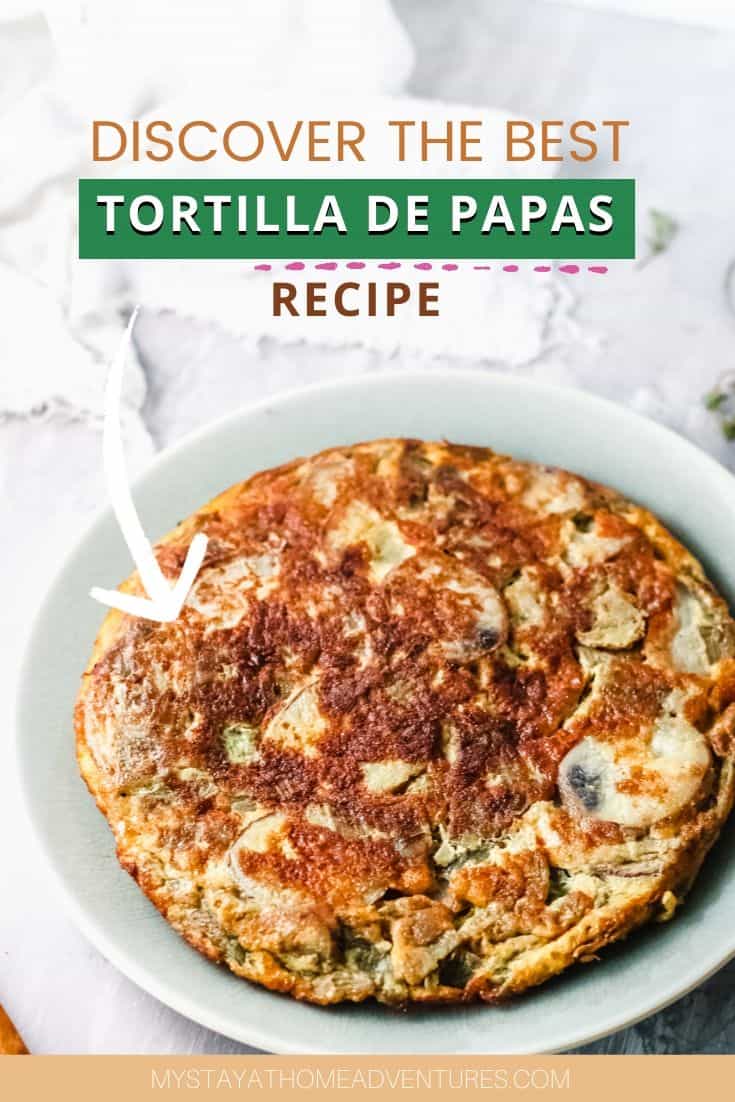 Tortilla de Patatas recipe can be served as an appetizer or dinner. This easy recipe is made with eggs, potatoes, onions, and olive oil. via @mystayathome
