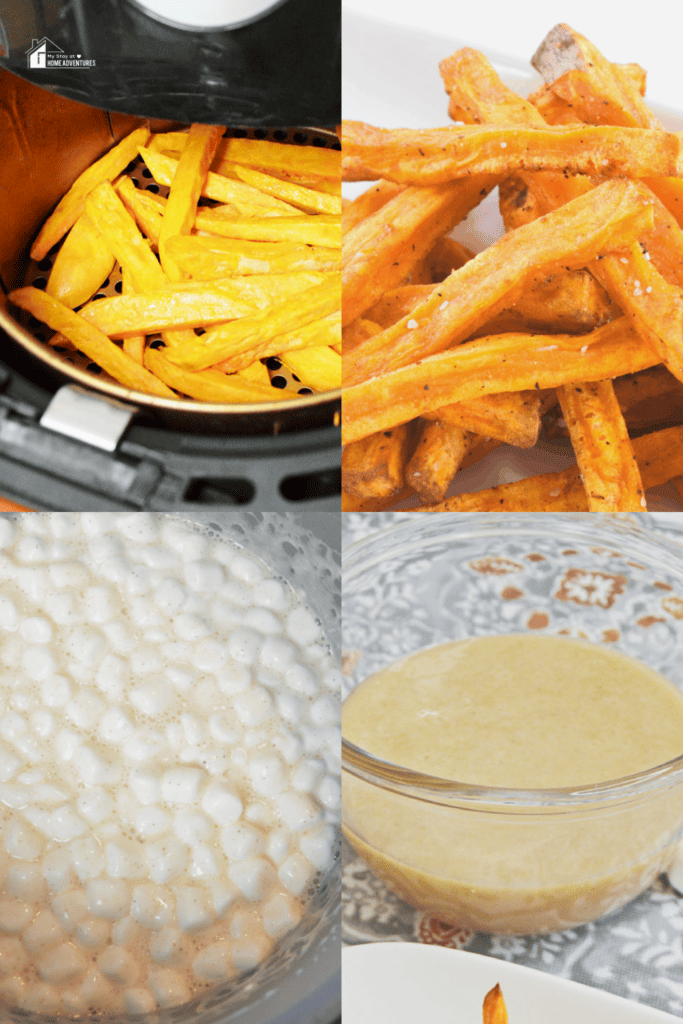 a collage image of Steps in making Air Fryer Sweet Potato Fries