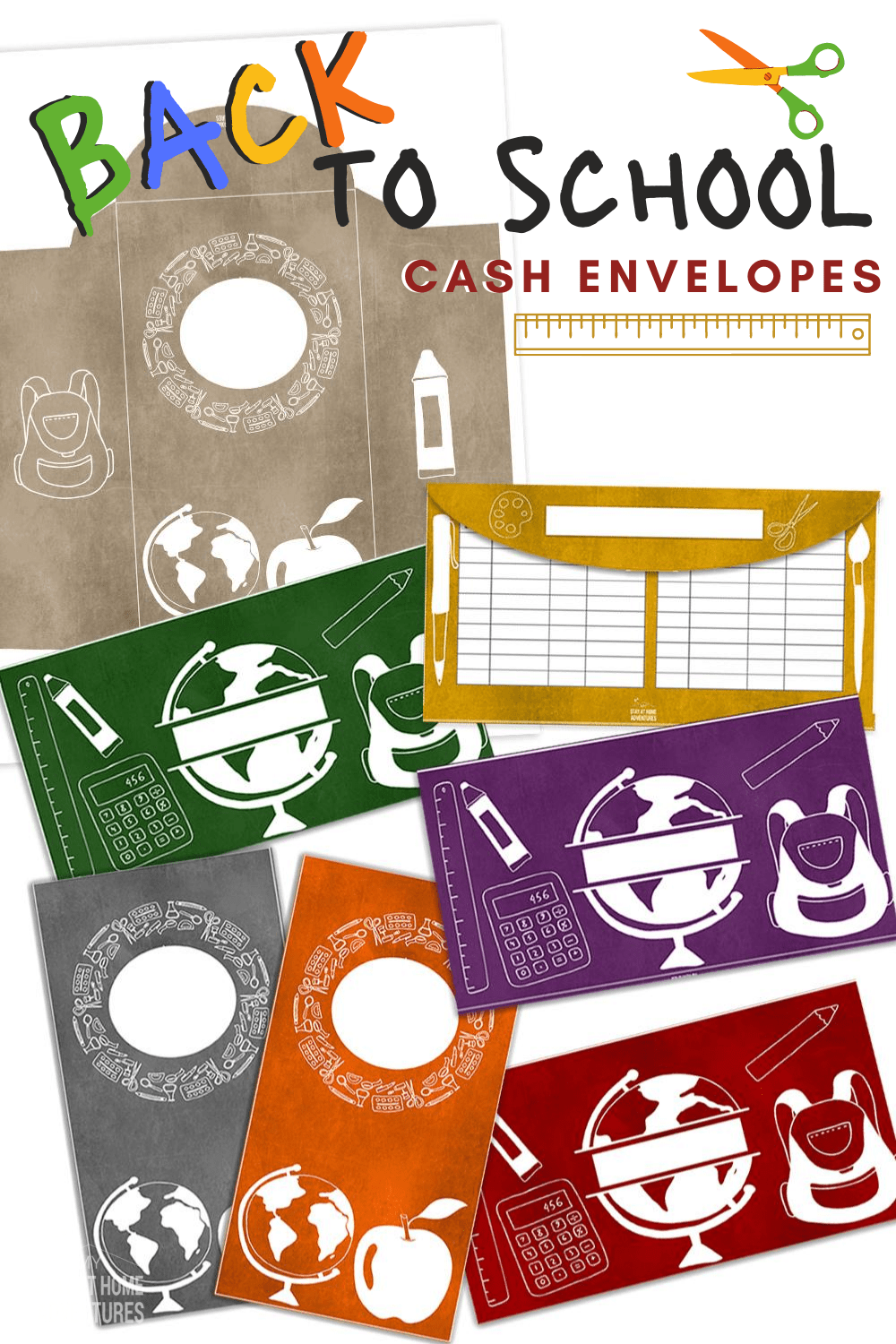 Cash budgeting doesn't have to be boring! Back to School cash envelopes are colorful and comes in two styles: horizontal cash envelopes and vertical envelopes. #cashenvelopes #cashenvelopeprintables #cashbudgeting via @mystayathome