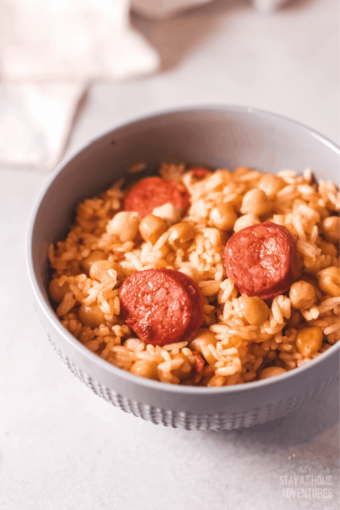 Rice with chorizo and garbanzo beans