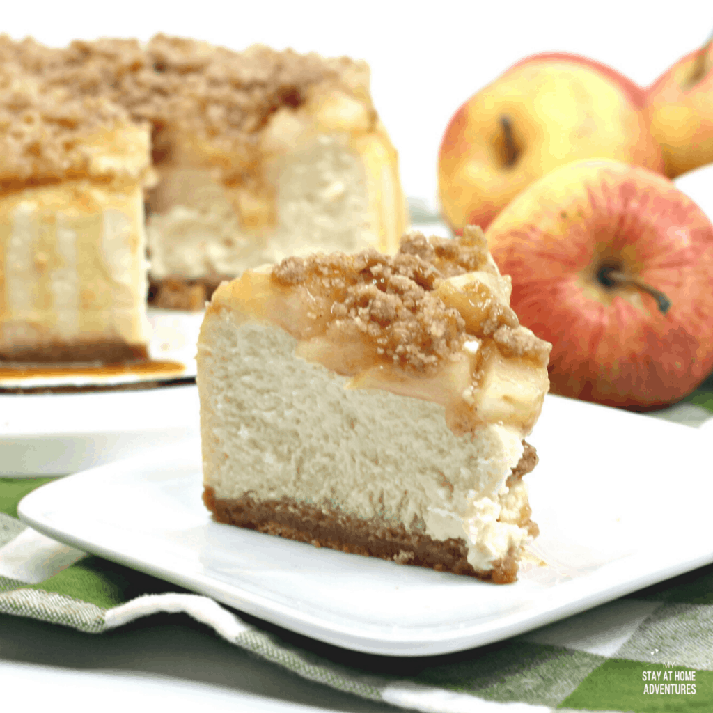 photo of a piece of apple cheese cake.