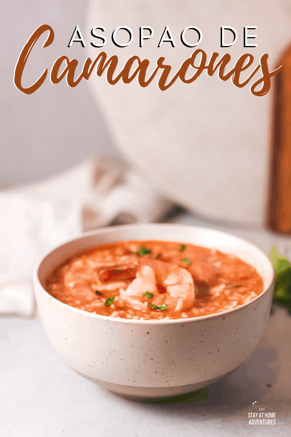 Asopao de Camarones is a flavorful shrimp and rice stew. If you love shrimp and want a new way to cook it, give this recipe a try. #asapao #latinfood #shrimpstew #shrimpandrice via @mystayathome