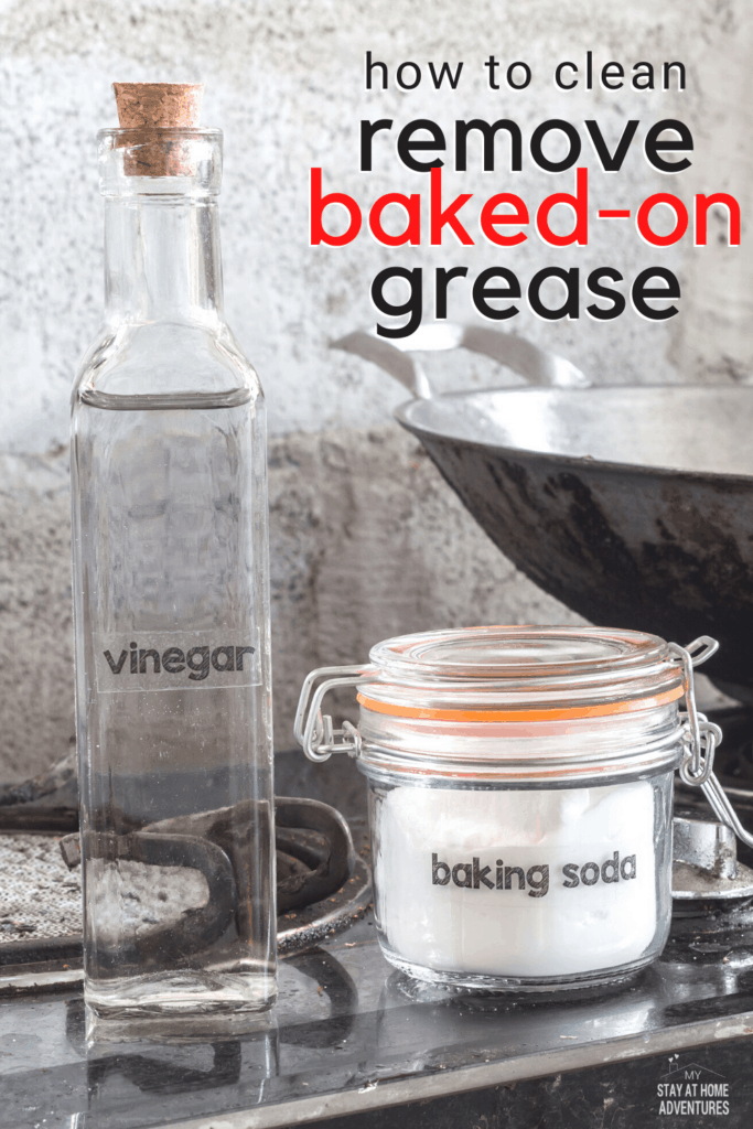 Learn two effective ways to clean baked-on grease from your stove that are fast and effective and will keep your stove looking clean. #cleanstove #cleaningtips #howto