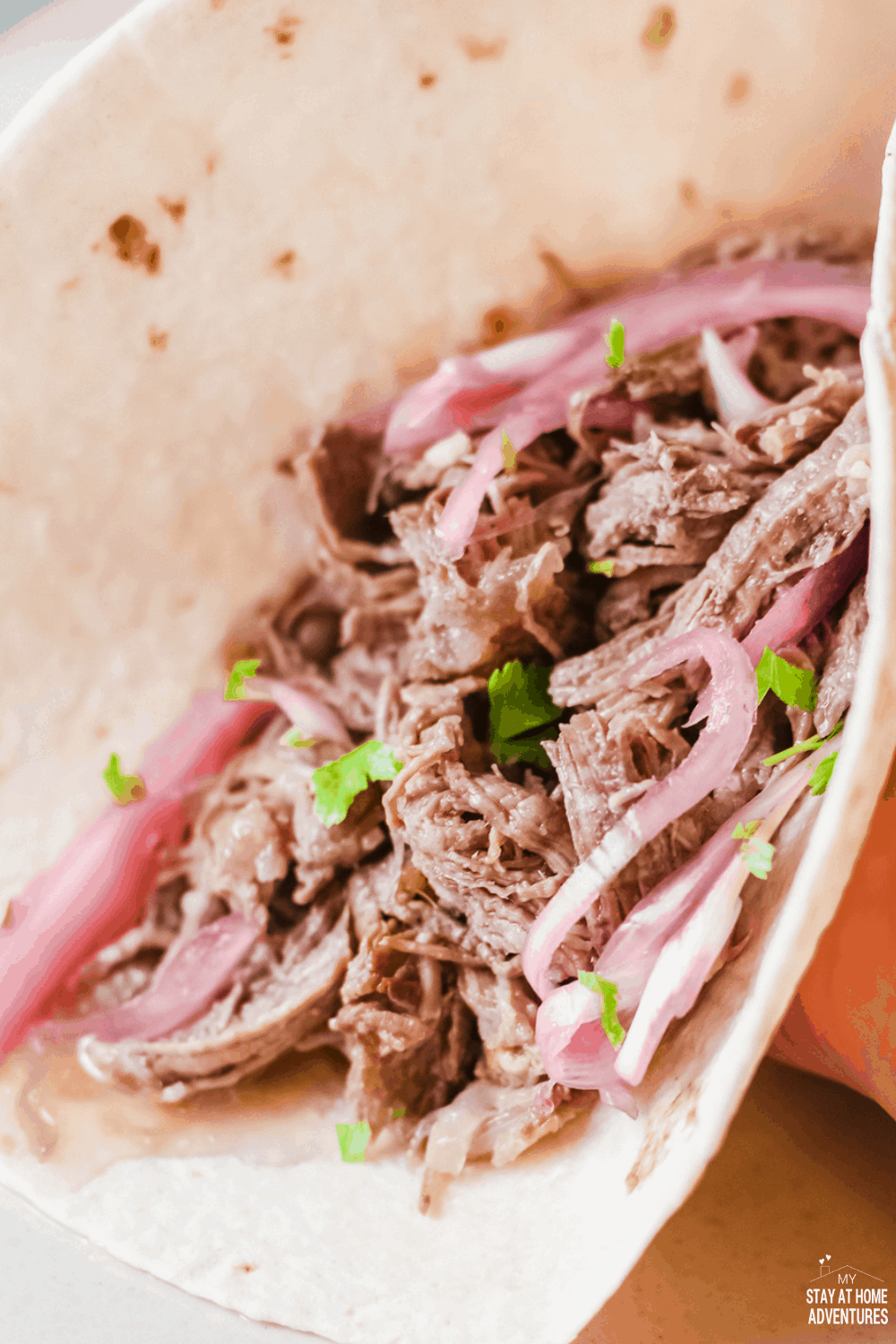  Les tacos de bœuf râpé (tacos de Carne Deshebrada) sont des tacos tendres, savoureux et étonnants que votre famille vous demandera maintes et maintes fois. #tacos #tacosdeshebrada #shreddedbeeftacos #tacotuesday via @mystayathome 