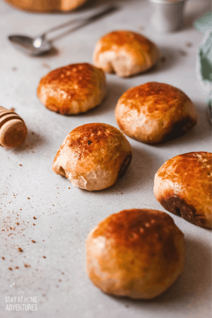 pan de coco rolls staged.