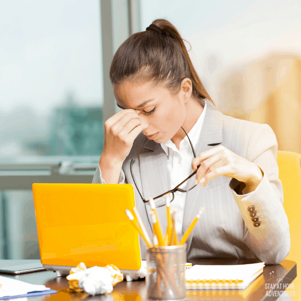 stressed business woman working on a laptop