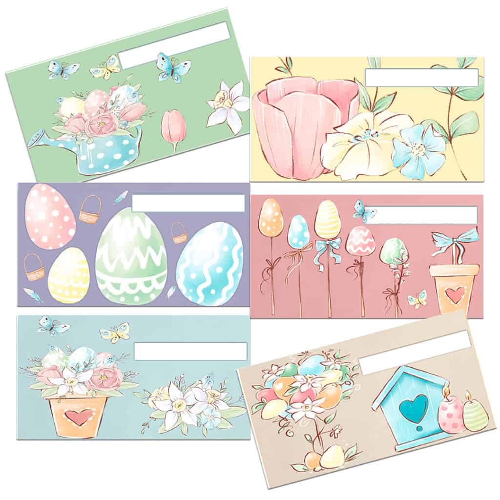 photo of 6 Easter theme cash envelopes 